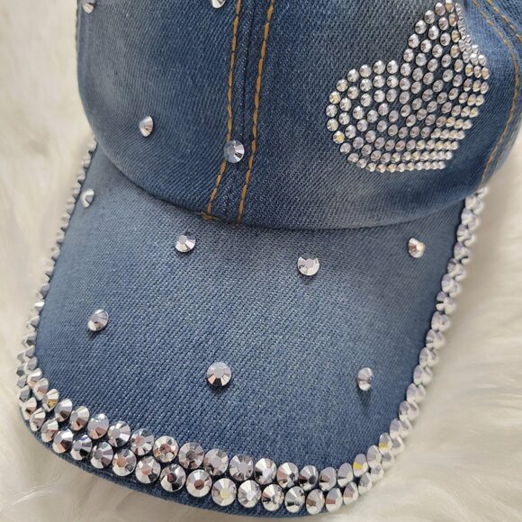 Denim Heart Bling Baseball Cap main image 4